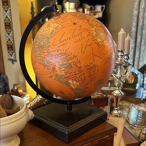 Vintage Style Orange Globe with Black Stand